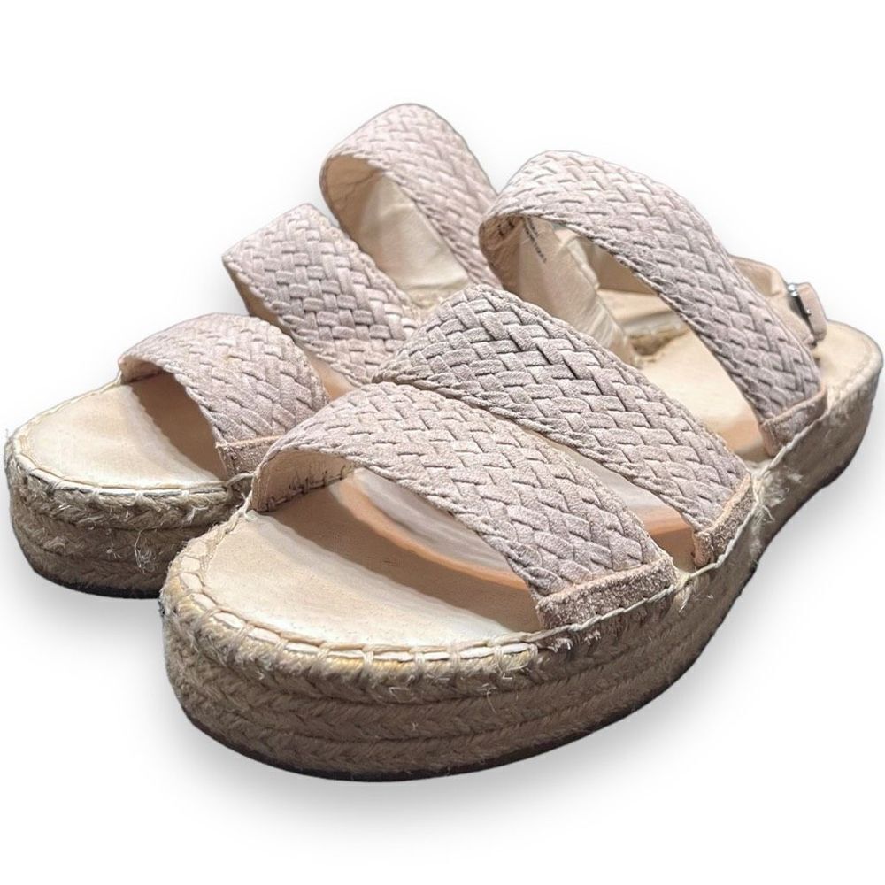Caslon Pink Braided Espadrille Sandals 8.5M Leather Strap Platform Comfort
